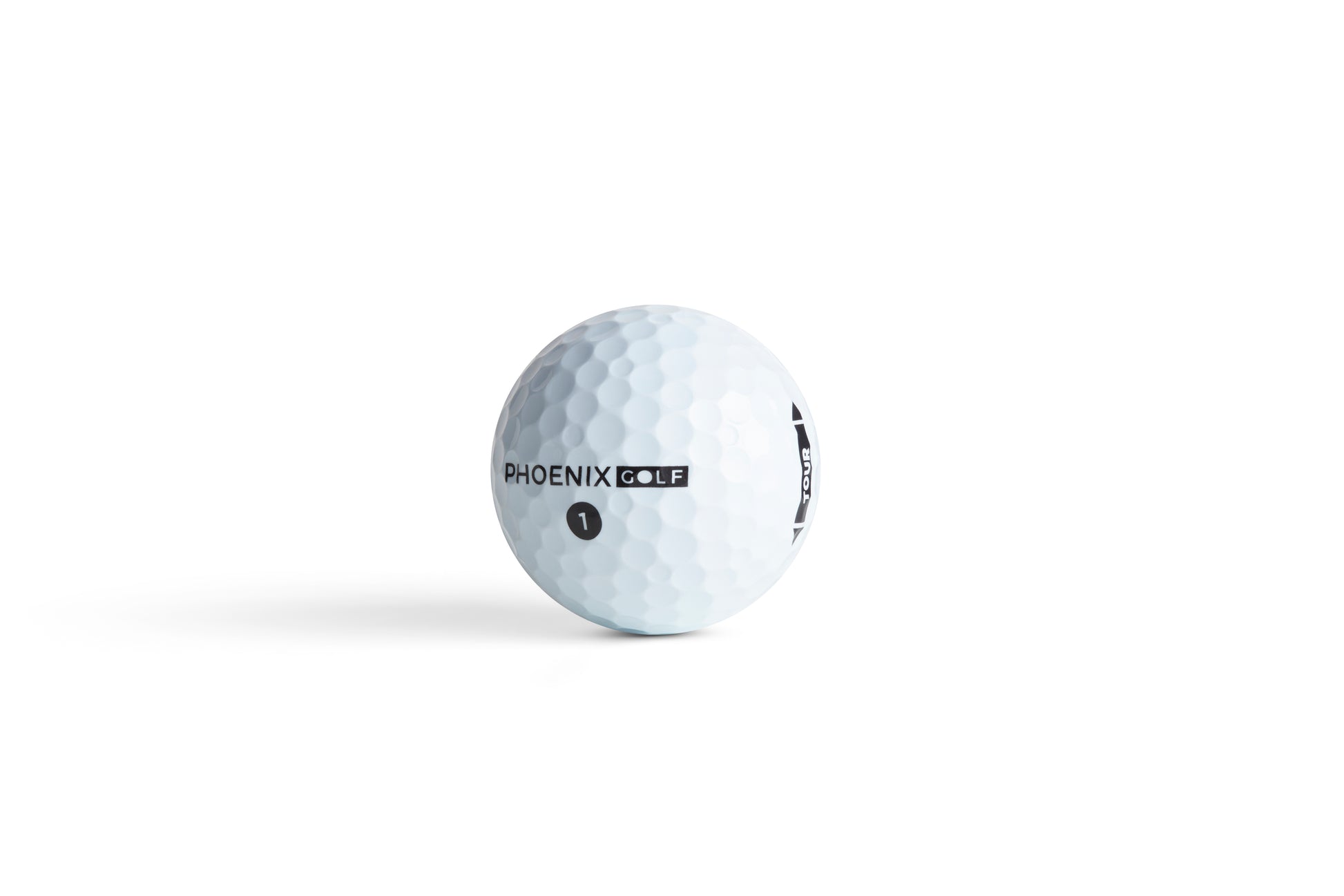 Phoenix Tour 3-piece premium urethane golf ball with a white background,  designed for slower swing speeds, offering a penetrating flight and greenside control.
